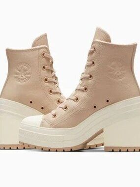 😍 NWT 😍 Converse Chuck 70 De Luxe Heel Weatherized Leather, Tan, Women's 8